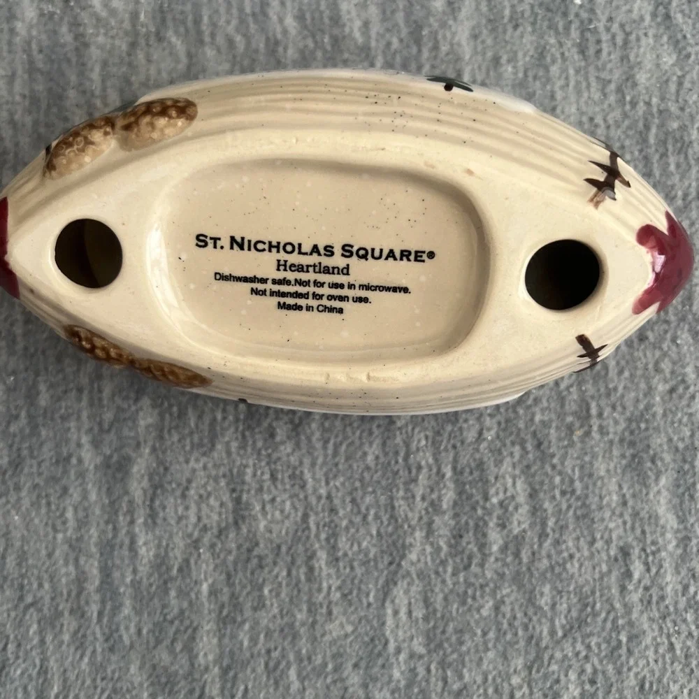 St. Nicholas Square Heartland Salt‎ & Pepper Set Bear Reindeer Rustic Ceramic